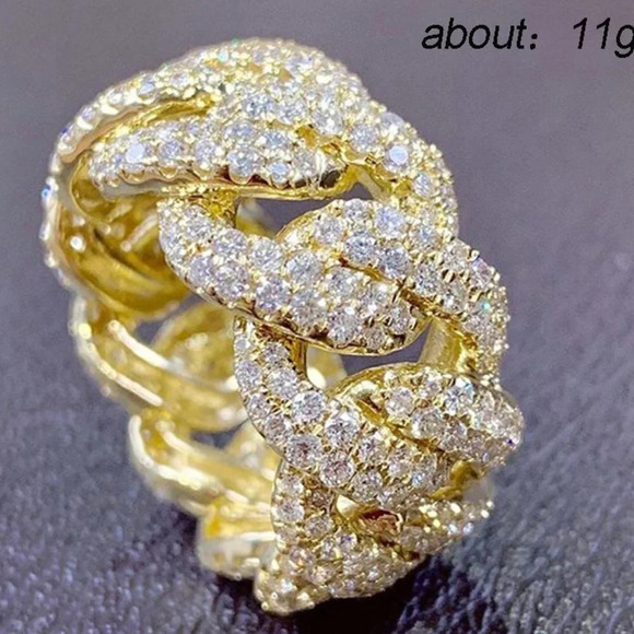 💎Crystal Zircon Hip Hop Iced Out 18K Gold Plated Mens Diamond UNVN12381 - Picture 2 of 11